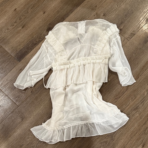 Elegant white 100% silk Mini Dress - Picture 6 of 7